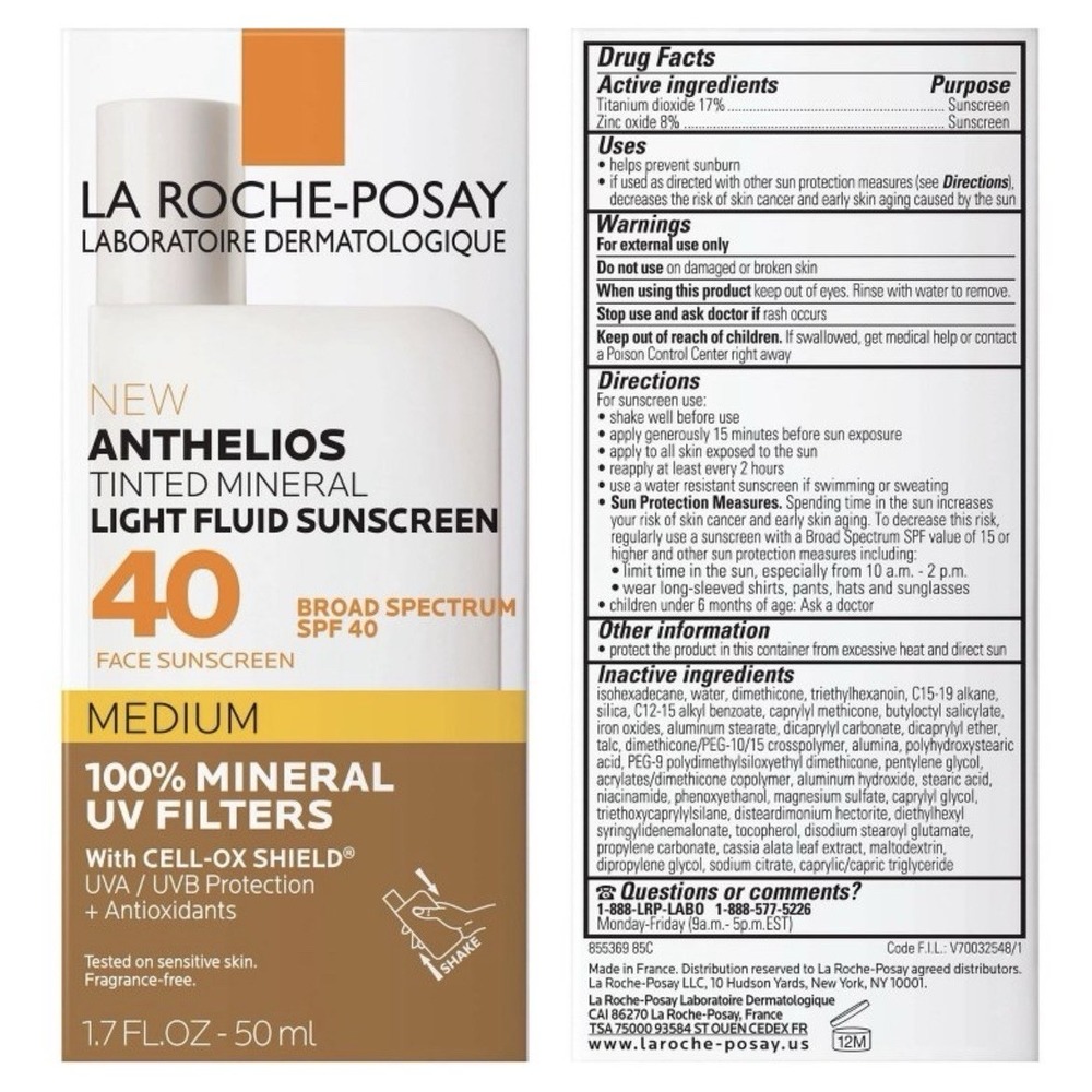 La Roche-Posay Anthelios Tinted Mineral Sunscreen SPF 40 Face 1.7 fl oz Medium